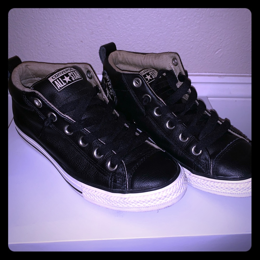 Converse mid top leather sneakers